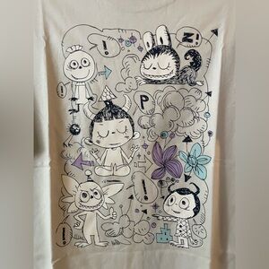 NWT Uniqlo women Light Gray Pop Mart Graphic Tee (Lububu) XL